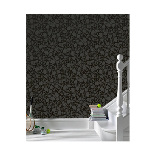 Graham & Brown Barbara Hulanicki Flock Skulls Abstract Flocked Wallpaper & Reviews AllModern