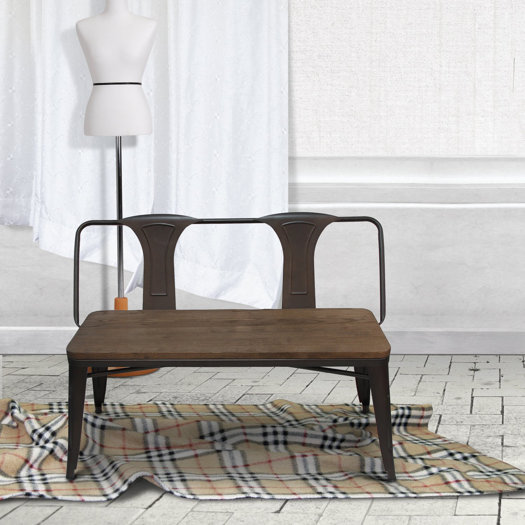 AdecoTrading Metal and Wood Entryway Bench & Reviews AllModern