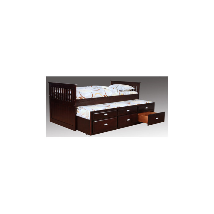 Bernards Twin Captain Bed with Trundle and Storage