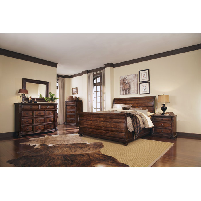 A.R.T. Whiskey Oak Sleigh Customizable Bedroom Set