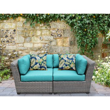 Florence 2pc Outdoor Sectional Loveseat with Cushions – Ash – TK Classics For Sale