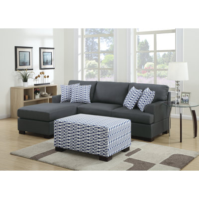 Poundex Bobkona Roman Reversible Chaise Sectional