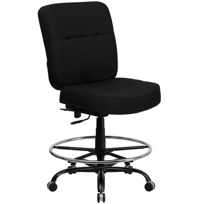 Flash Furniture Height Adjustable Hercules Series Big and Tall Leather Drafting Stool with Extra Wide Seat