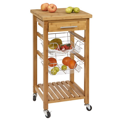 CORNER HOUSEWARES Bamboo Kitchen Cart with Storage