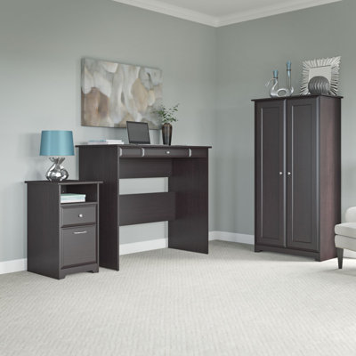 Bush Furniture Cabot Standing Desk with Storage Cabinet and 2 Drawer Pedestal