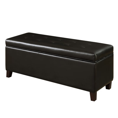 AC Pacific Contemporary Button Tufted Shoe Storage Leather Ottoman