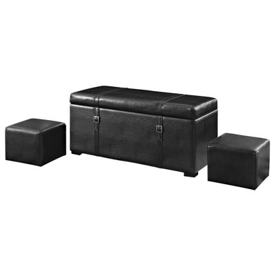 Simpli Home Dorchester 5 Piece Leather Ottoman Set