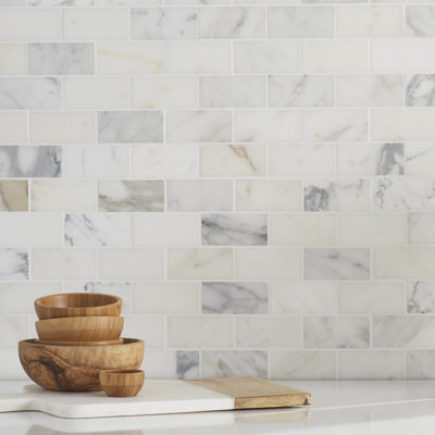 Msi Calacatta Gold Mounted 2 X 4 Marble Subway Tile In White Msi Calacatta Gold Mounted 2 X 4 Marble Subway Tile In White Reviews Wayfair