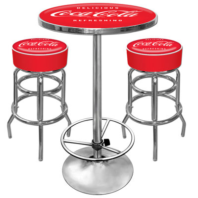 Trademark Global Coca Cola 3 Piece Pub Table Set