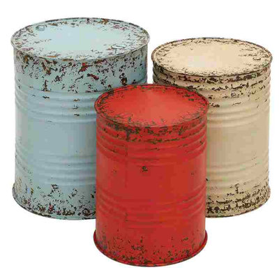 August Grove Eura 3 Piece Metal Drum Table Set