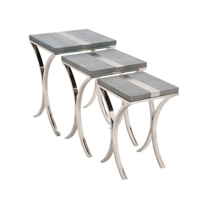 Woodland Imports Sleek 3 Piece Stainless Steel / Vinyl Nesting Table