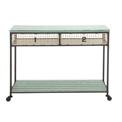 Woodland Imports Extraordinarily Designed Metal Wood Storage Console