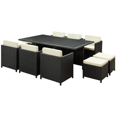 Doubleback 11 Piece Outdoor Patio Dining Set with Cushions