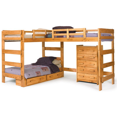 Chelsea Home Twin L-Shaped Bunk Bed Customizable..