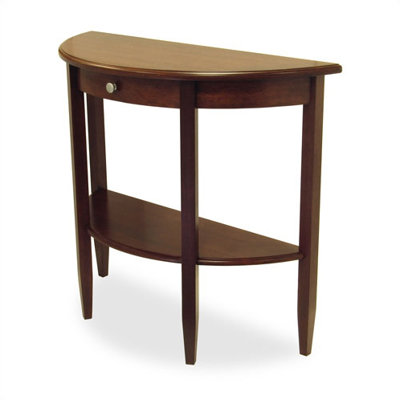 Winsome Walnut Half Moon Console Table