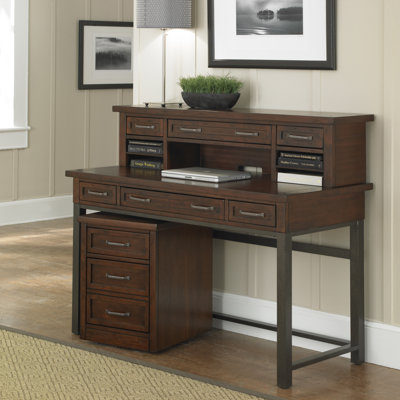 Loon Peak Rockvale Computer Desk with 1 Right & 1 Left Drawer and Hutch