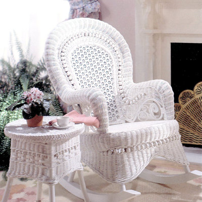 Yesteryear Wicker Country White Rocking Chair