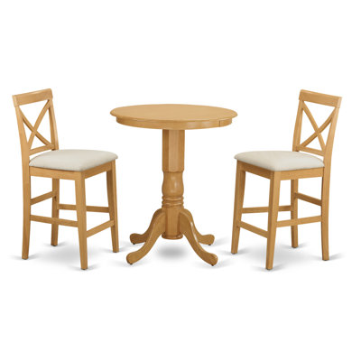 East West Furniture Eden 3 Piece Counter Height Pub Table Set