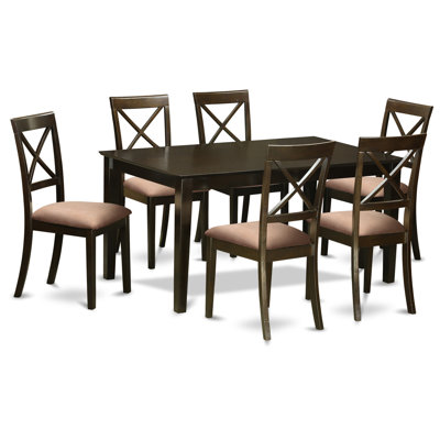 East West Furniture Capri Microfiber Upholstery 7 Piece Dining Set