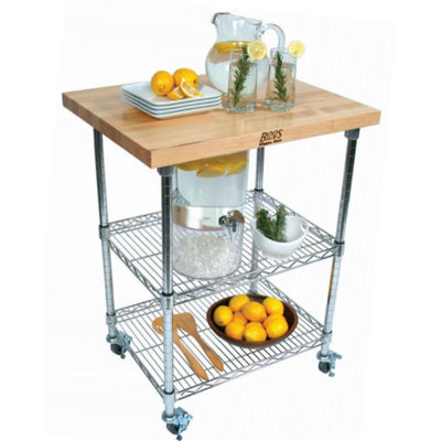 John Boos Metropolitan Wire Kitchen Cart with Wo..