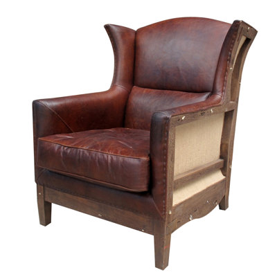 Melange Home Deconstructed Leather Wing Chair