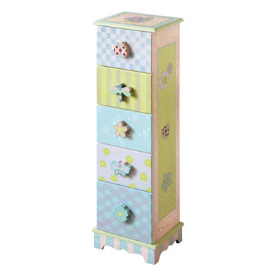 Fantasy Fields Crackled Rose 5 Drawer Chest