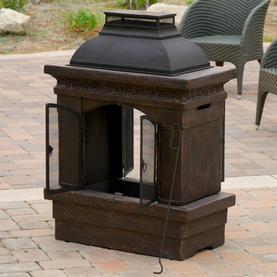 Home Loft Concepts Barbados Outdoor Copper Stone Chiminea Fireplace