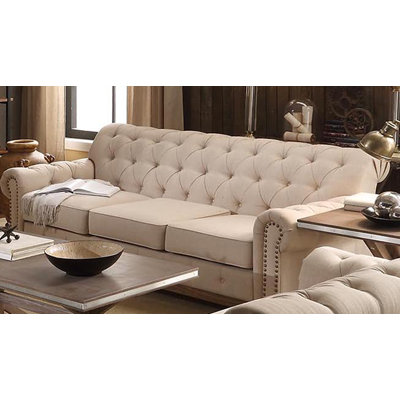Three Posts New Britain Tufted Scroll Sofa