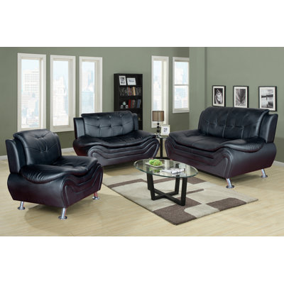 Beverly Fine Furniture Linda 3 Piece Leather Liv..