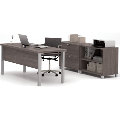 Mercury Row Ariana 3-Piece U-Shape Desk Office Suite
