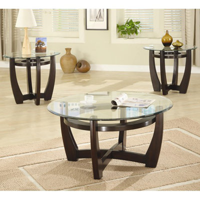 Red Barrel Studio High West 3 Piece Coffee Table with Glass Top Set
