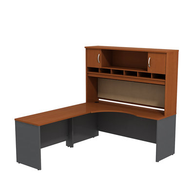 Bush Business Furniture Series C L Shaped Corner Desk with 2 Door Hutch