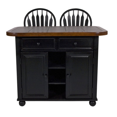 Loon Peak Kitchen Island with Inlaid Granite Top