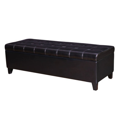 Adeco Trading Accents Rectangular Tufted Storage Ottoman