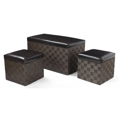 Adeco Trading 3 Piece Storage Ottoman Set