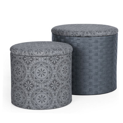 Adeco Trading 2 Piece Round Storage Ot..