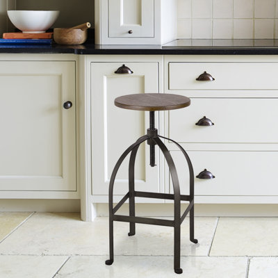 Adeco Trading Logan Adjustable Height Bar Stool