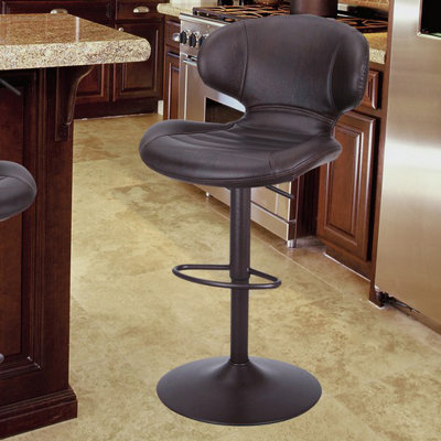 Adeco Trading Adjustable Height Bar Stool with C..