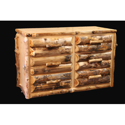 Utah Mountain Aspen Half Log Front 6 Drawer Dres..