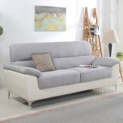 Madison Home USA Modern Two Tone Fabric and Bonded Leather Living Room Sofa