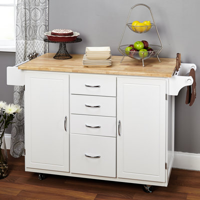 Alcott Hill Harwick Kitchen Island with Wooden Top
