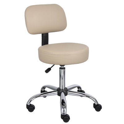 Varick Gallery Soundview Adjustable Height Durable Caressoft Doctor's Stool with Back Cushion