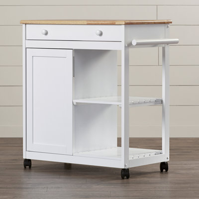 August Grove Allie Kitchen Cart with Wooden Top