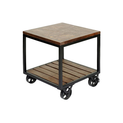 Trent Austin Design Ellingwood 2 Tier Industrial Trolley Wheel End Table