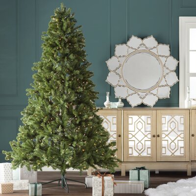 House of Hampton North Valley 7.6′ Green Spruce Artificial Christmas Tree with 550 Clear Lights