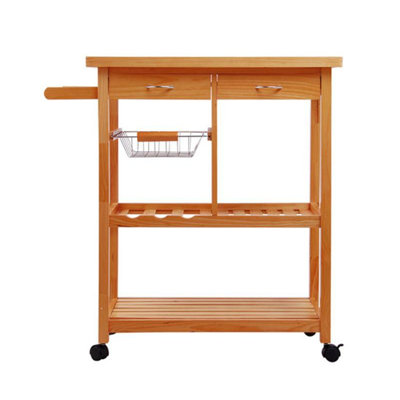 HomCom Kitchen Cart with Wood Top