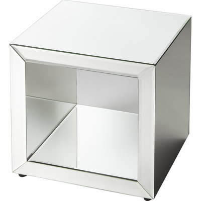 Mercer41 Seraphin Mirrored Cube End Table