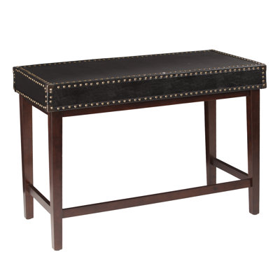 Mercer41 Reuland Faux Leather Writing Desk in Black