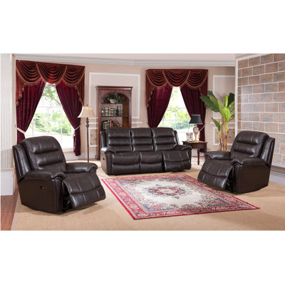 Amax Astoria 3 Piece Leather Living Room Set