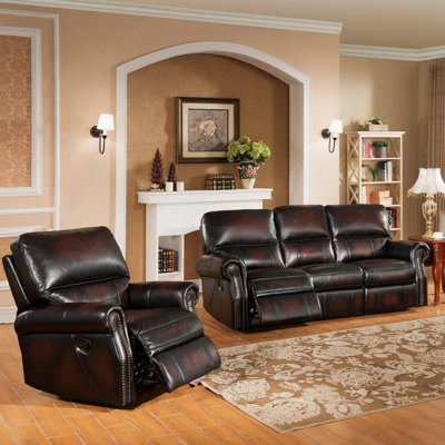 Amax Nevada 2 Piece Leather Living Room Set